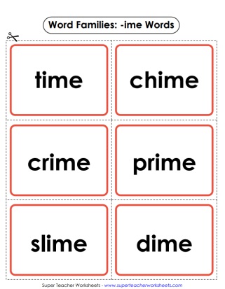 Word Family -ime Review Cards