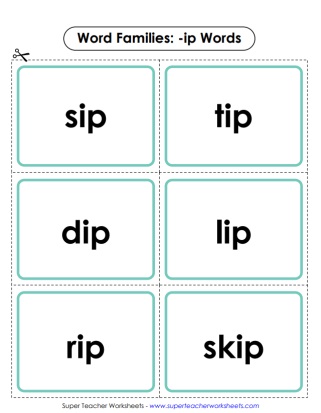 Word Family -ip Printable Flashcards 