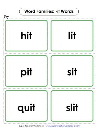 Word Families - it Word Worksheets