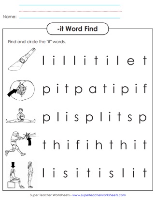 Identify -it Words Worksheet