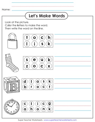 Make Words that end in -ock Worksheets