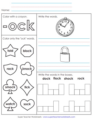 Writing -ock Words Printable