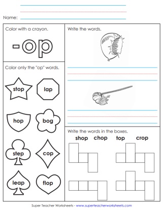 Write -Op Words Printable