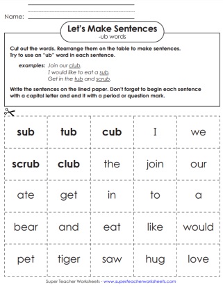 Creating Sentences with -ub Words