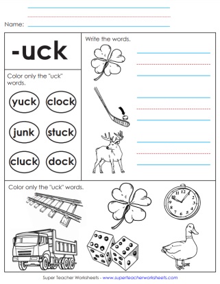 Duck Luck Yuck Truck Worksheets