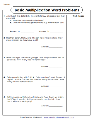 Printable Math Word Problem Worksheets