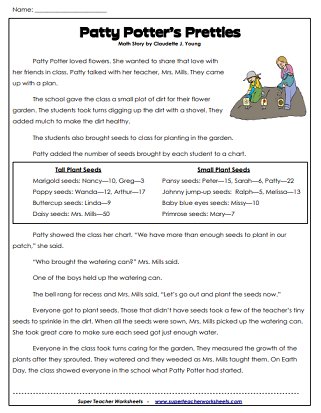 Math Word Problems (Printable)