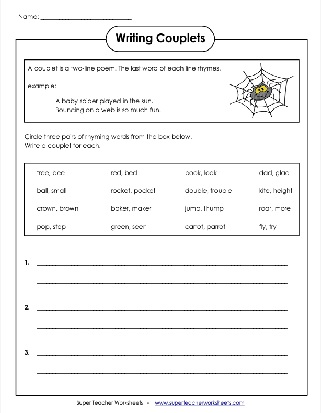 Writing Couplets Baby Spider Poem Worksheet